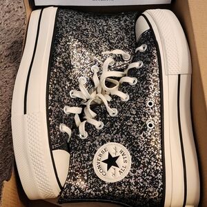 Converse LIFT Black and Silver Glitter Sneakers